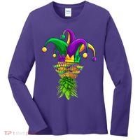 Upside Down Pineapple Mask Mardi Gras Women's Long Sleeve Shirt thumb 0