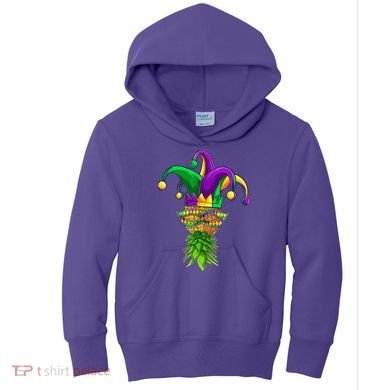 Upside Down Pineapple Mask Mardi Gras Kids Hoodie