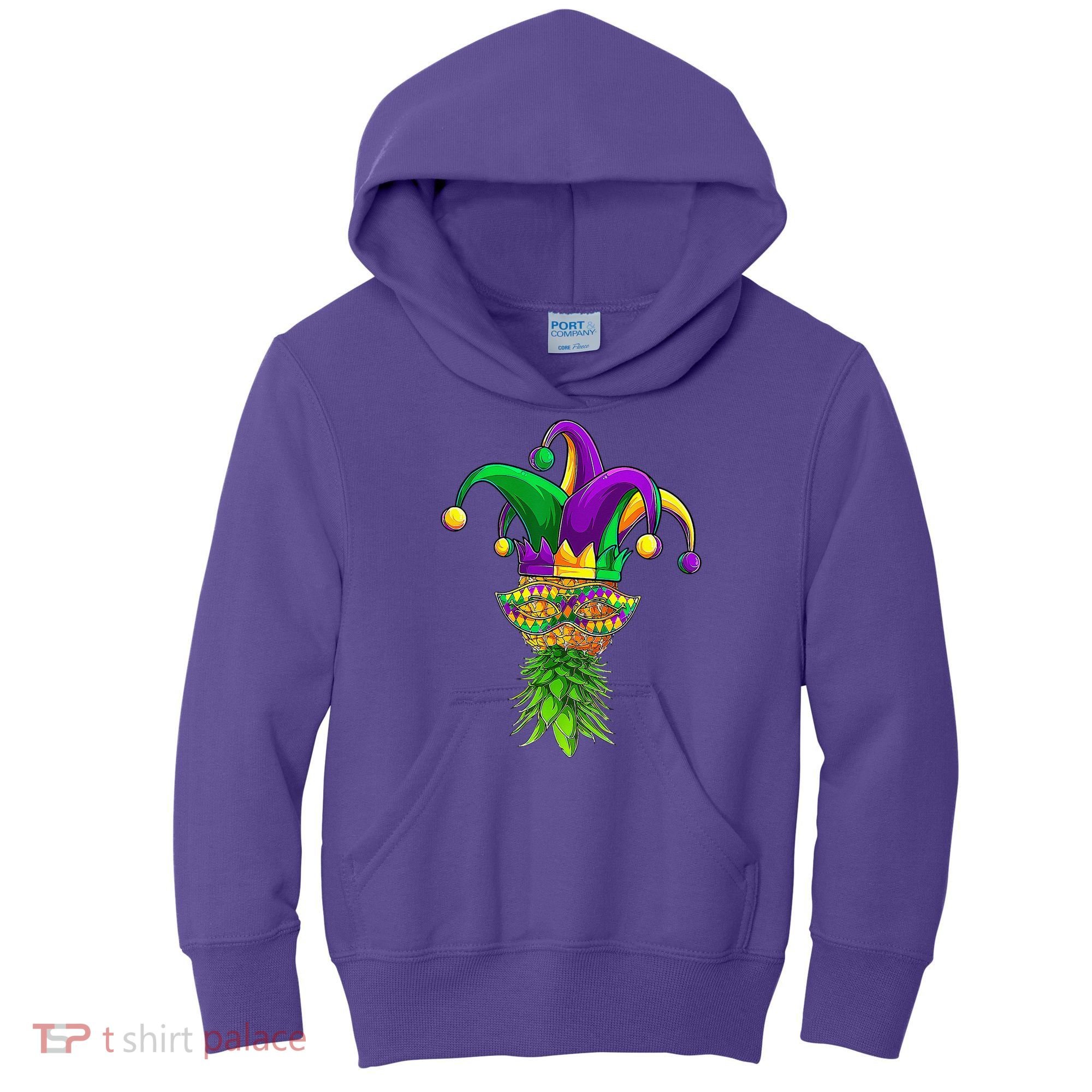Upside Down Pineapple Mask Mardi Gras Kids Hoodie