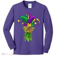 Upside Down Pineapple Mask Mardi Gras Kids Long Sleeve Shirt thumb 0
