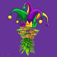 Upside Down Pineapple Mask Mardi Gras Kids Long Sleeve Shirt thumb 2