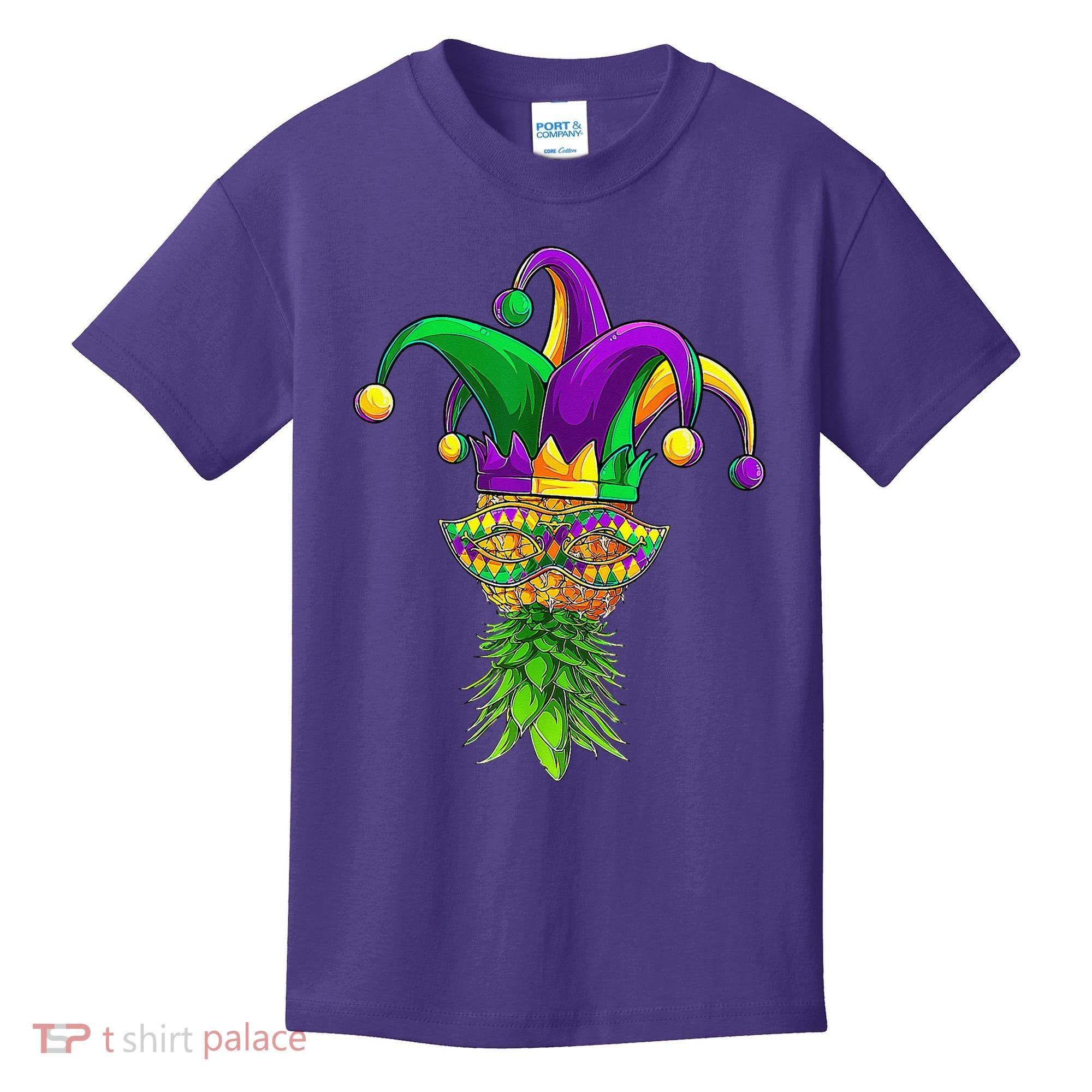 Upside Down Pineapple Mask Mardi Gras Kids T-Shirt