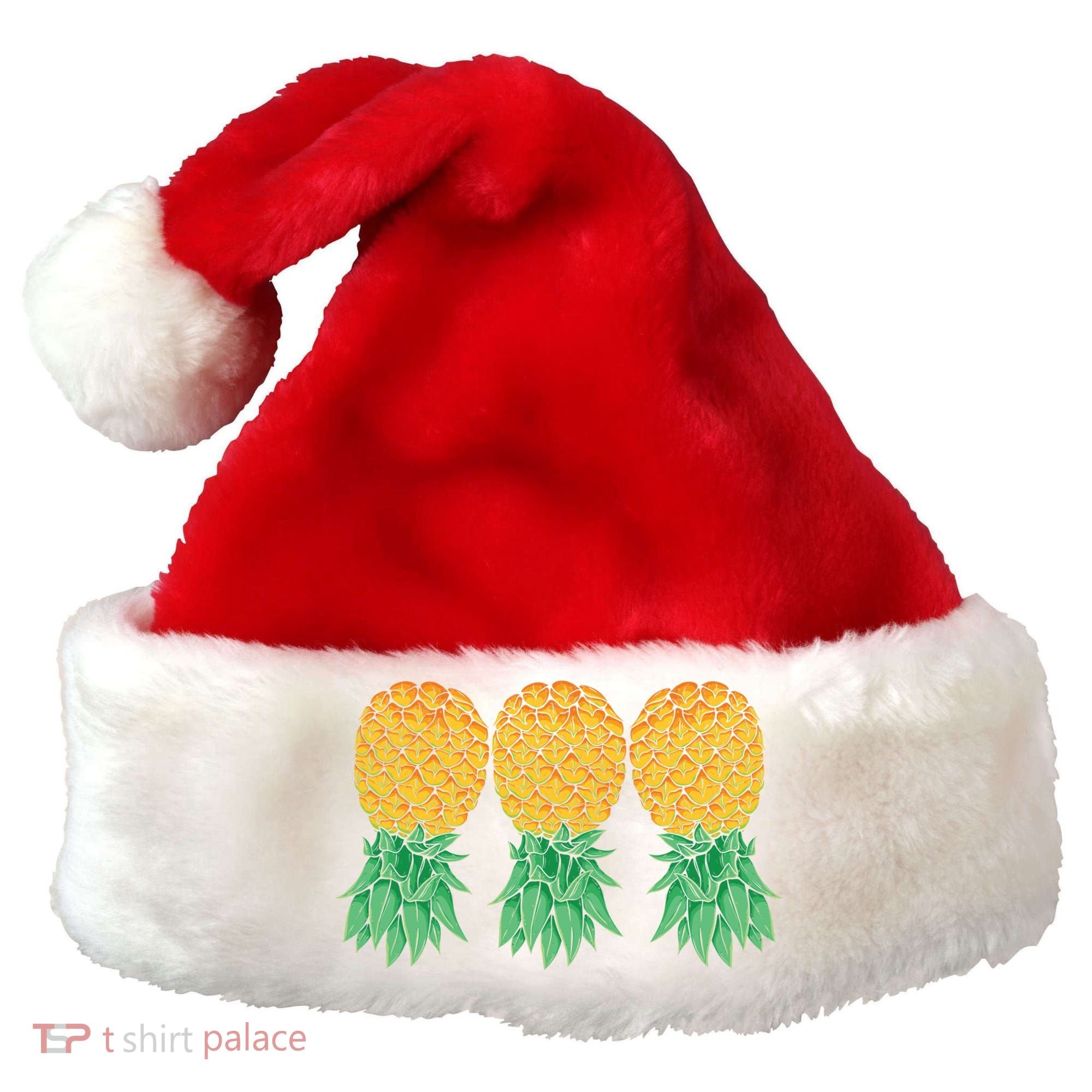 Upside Down Pineapples Gift Polyamory And Polyamorous Cute Gift Santa Hat