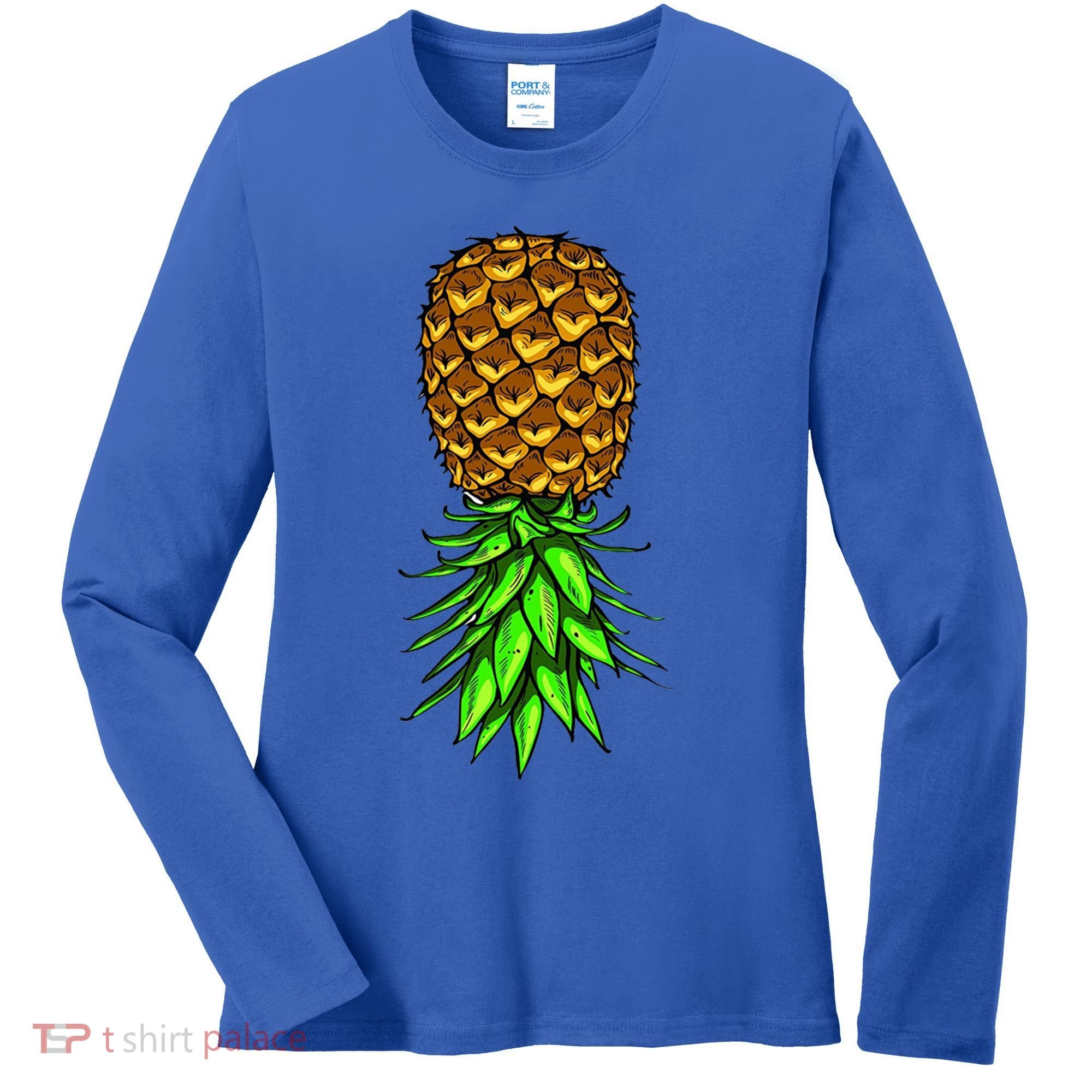 Upside Down Pineapple Gift Tropical Swinger Party Gift Women's Long Sleeve Shirt