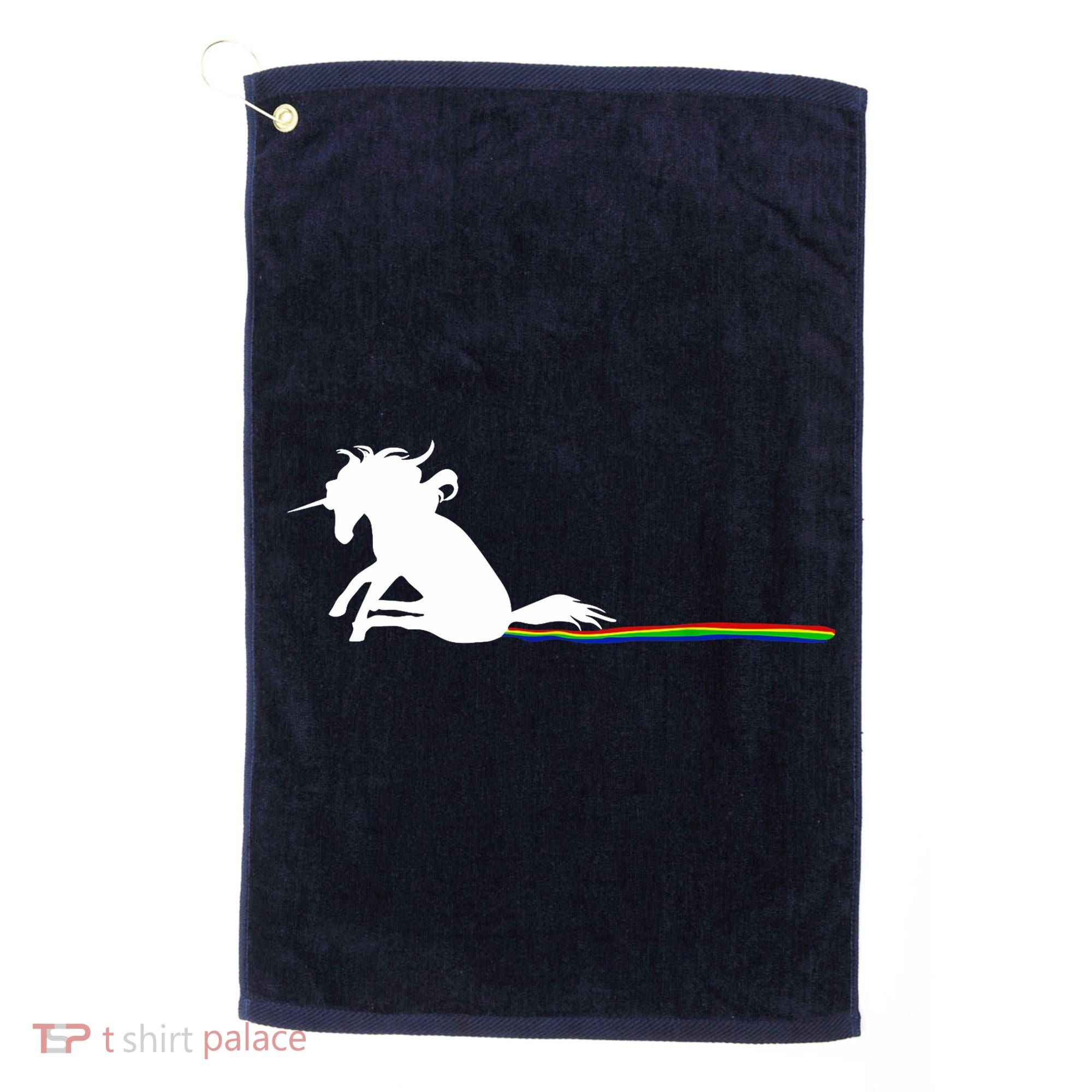 Unicorn Dragging Rainbows- Funny Adults Gifts Golf Towel