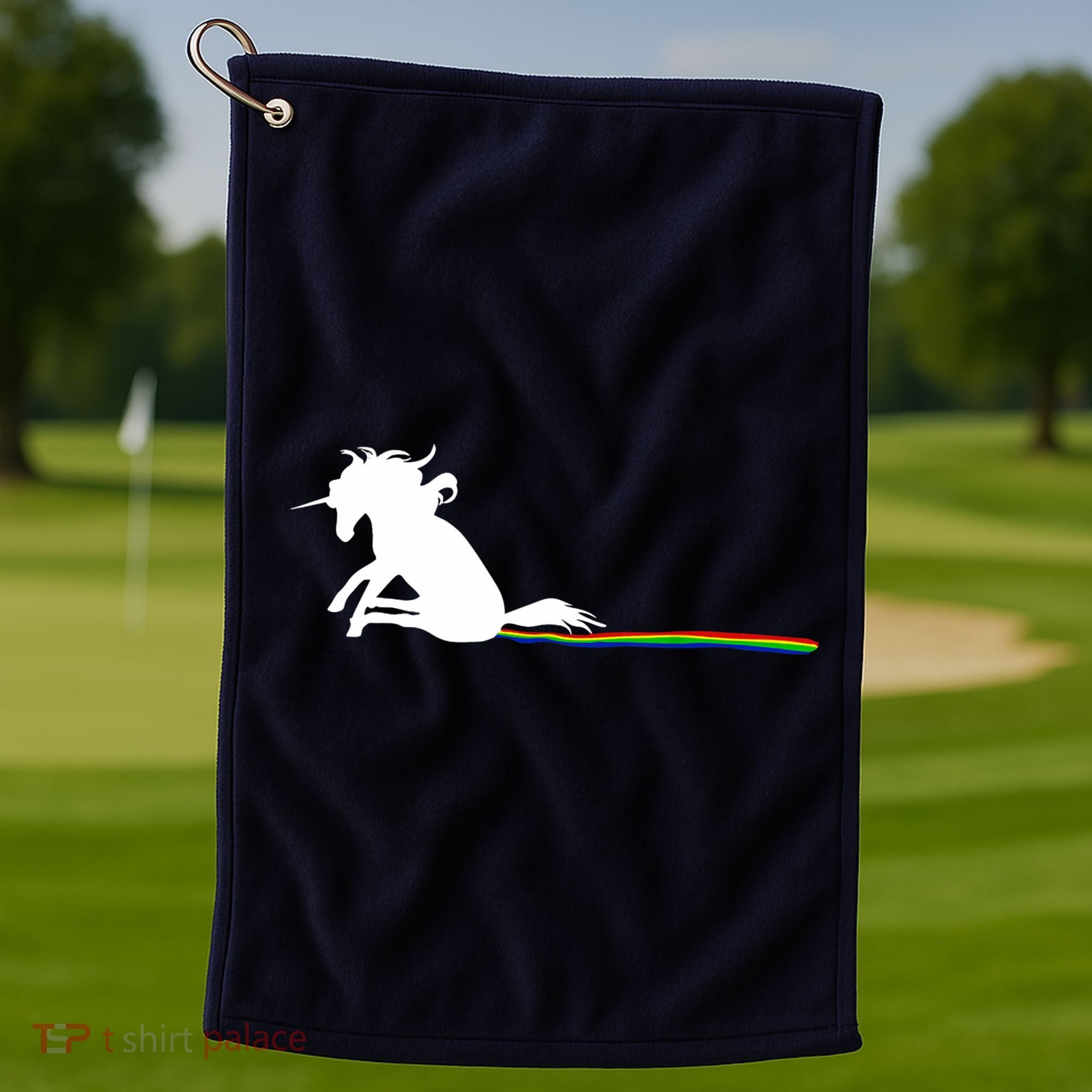 Unicorn Dragging Rainbows- Funny Adults Gifts Golf Towel