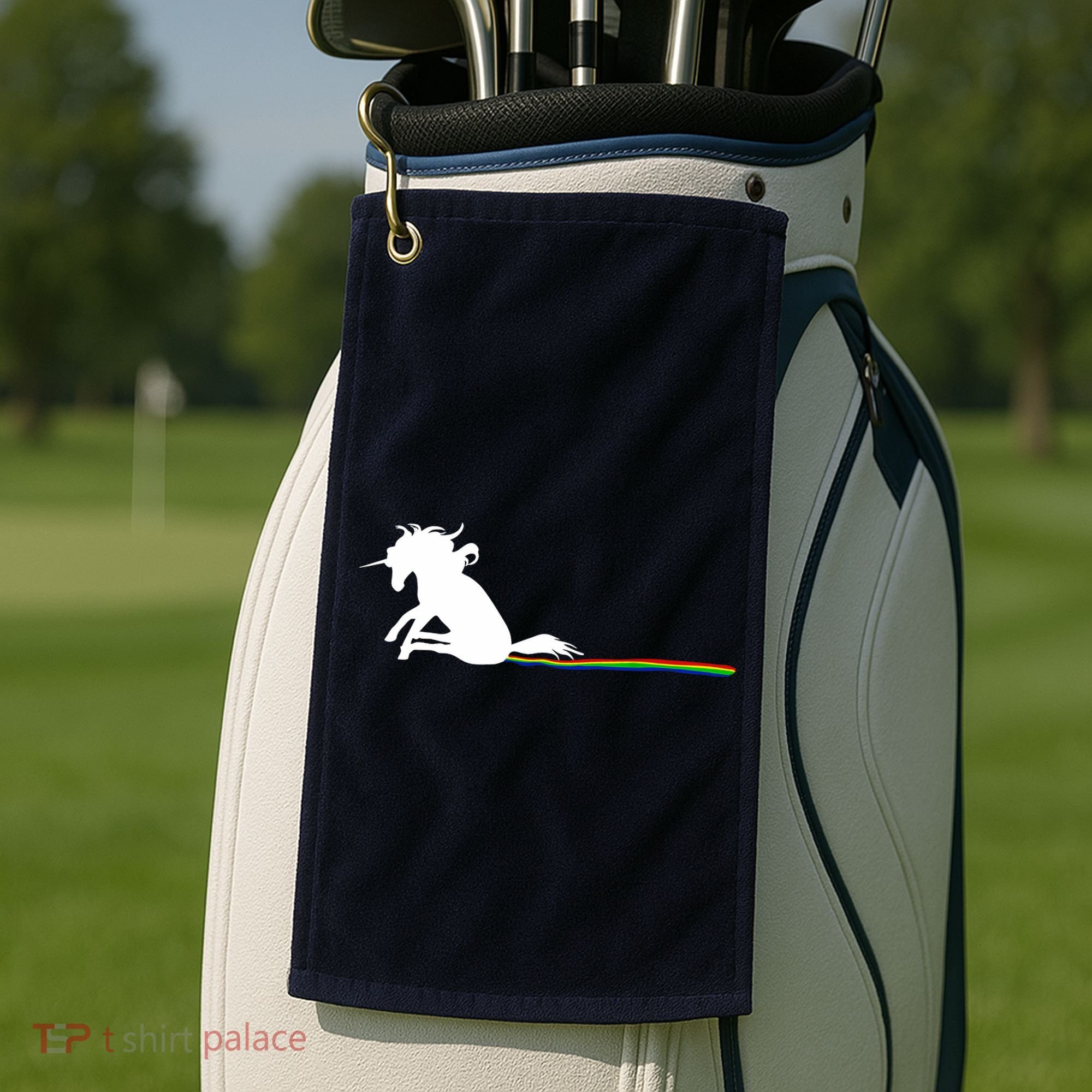 Unicorn Dragging Rainbows- Funny Adults Gifts Golf Towel