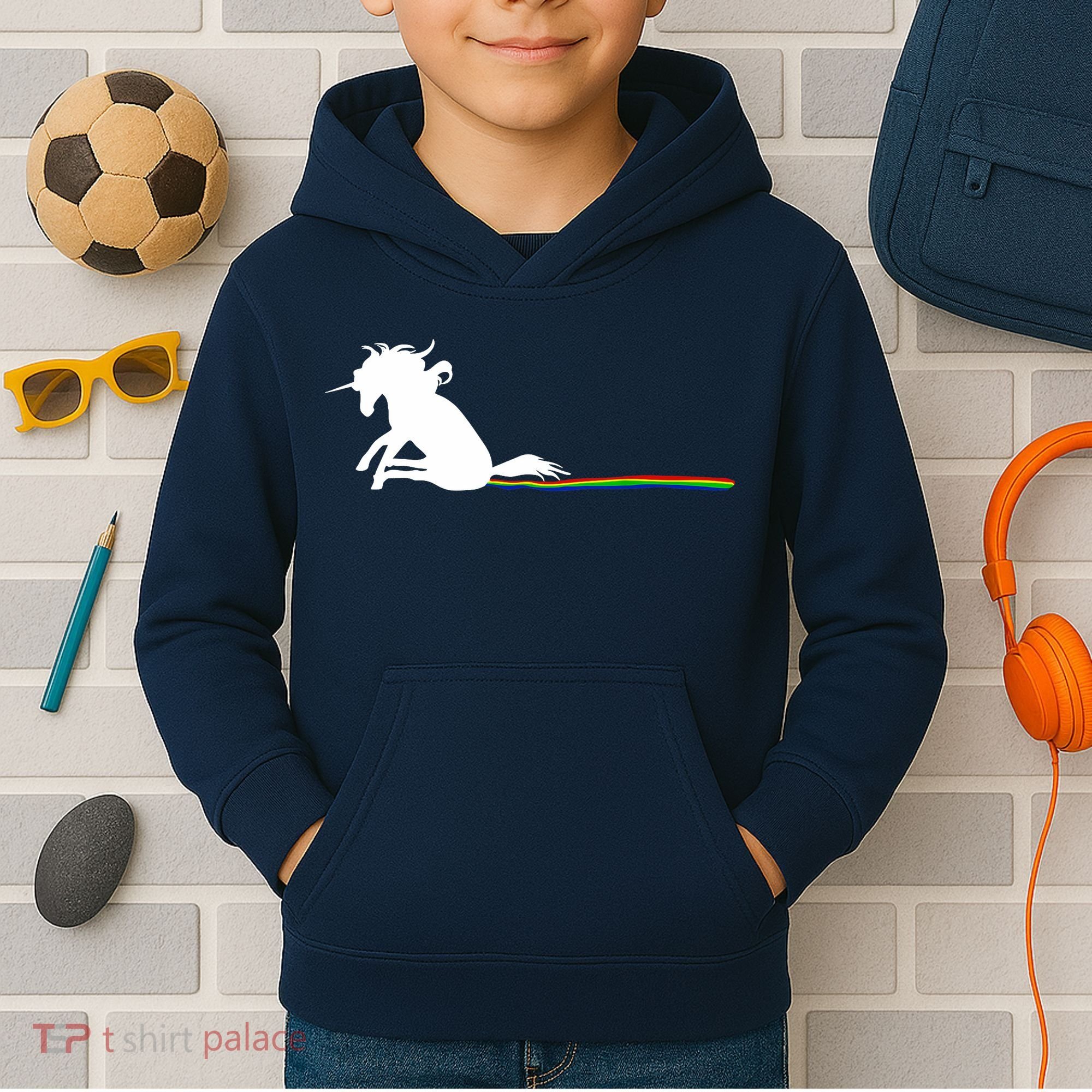 Unicorn Dragging Rainbows- Funny Adults Gifts Kids Hoodie