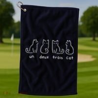 Un Deux Trois Cat Funny Golf Towel thumb 1