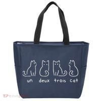 Un Deux Trois Cat Funny Tote Bag thumb 0