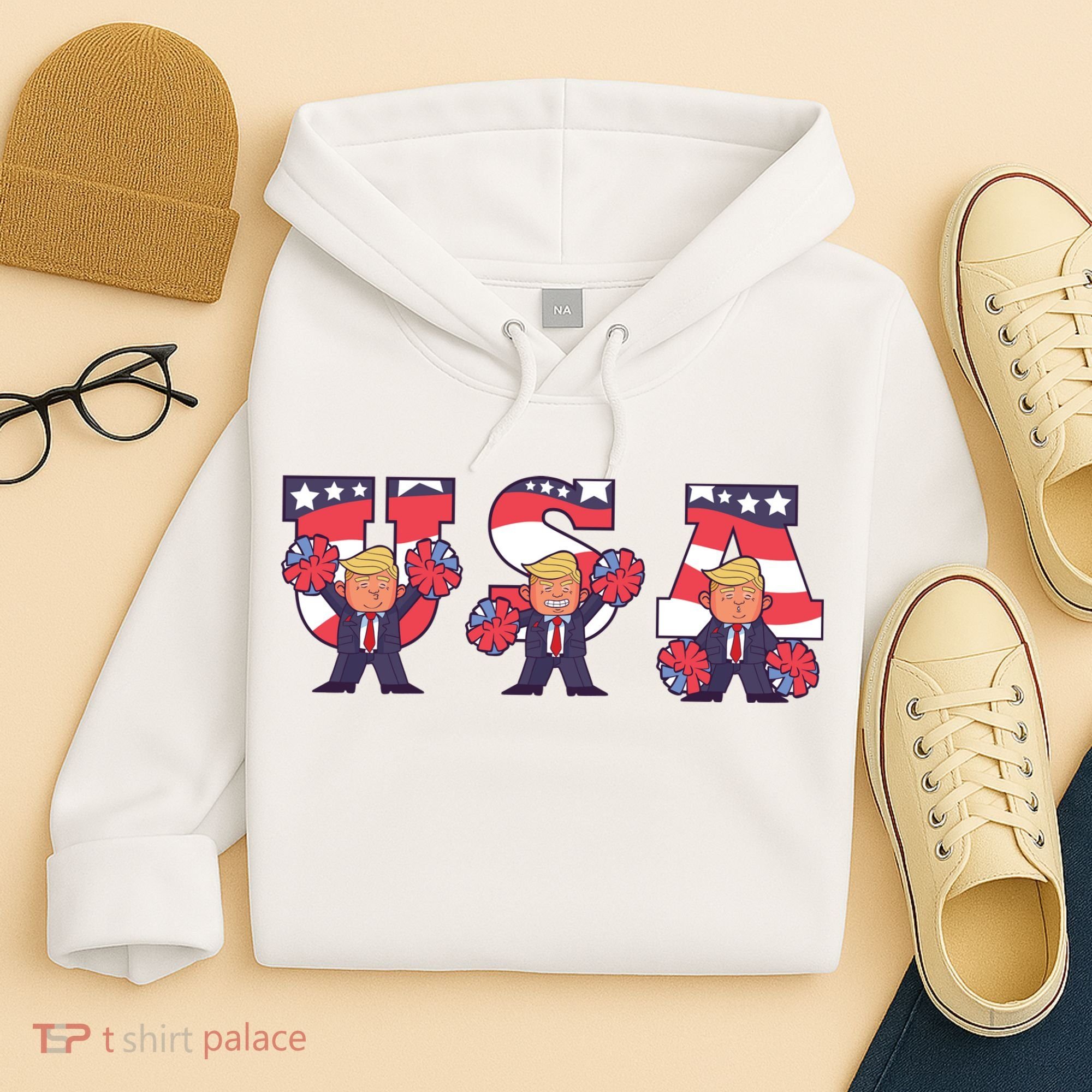 USA Donald Trump Cheer Cartoon Hoodie