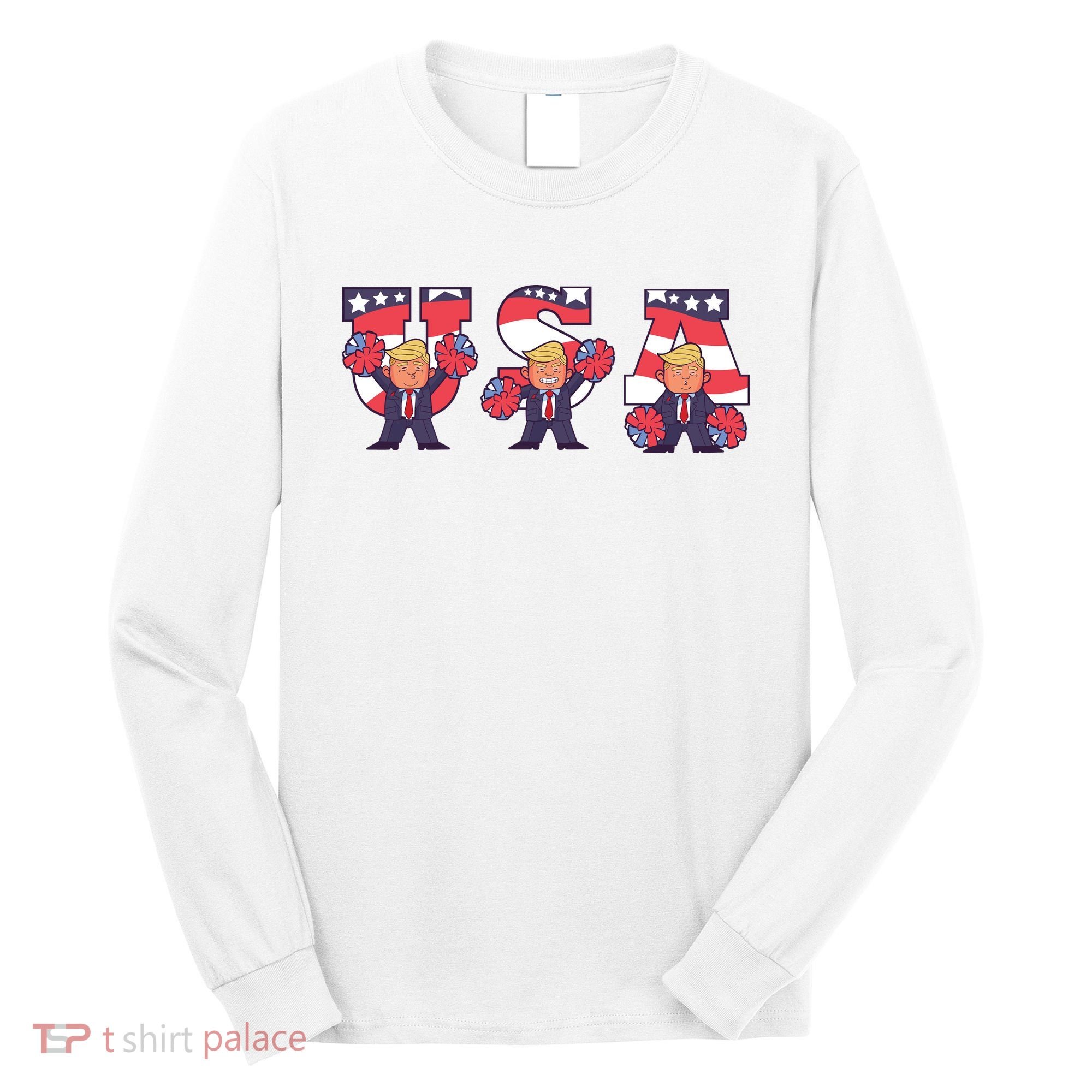 USA Donald Trump Cheer Cartoon Long Sleeve Shirt