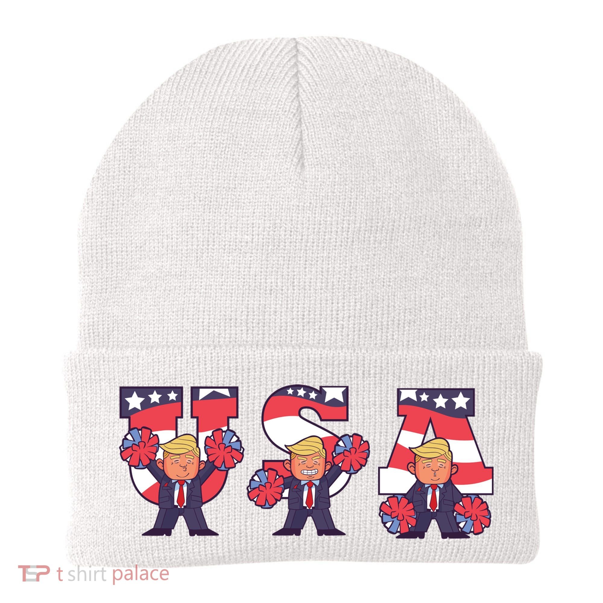 USA Donald Trump Cheer Cartoon Beanie
