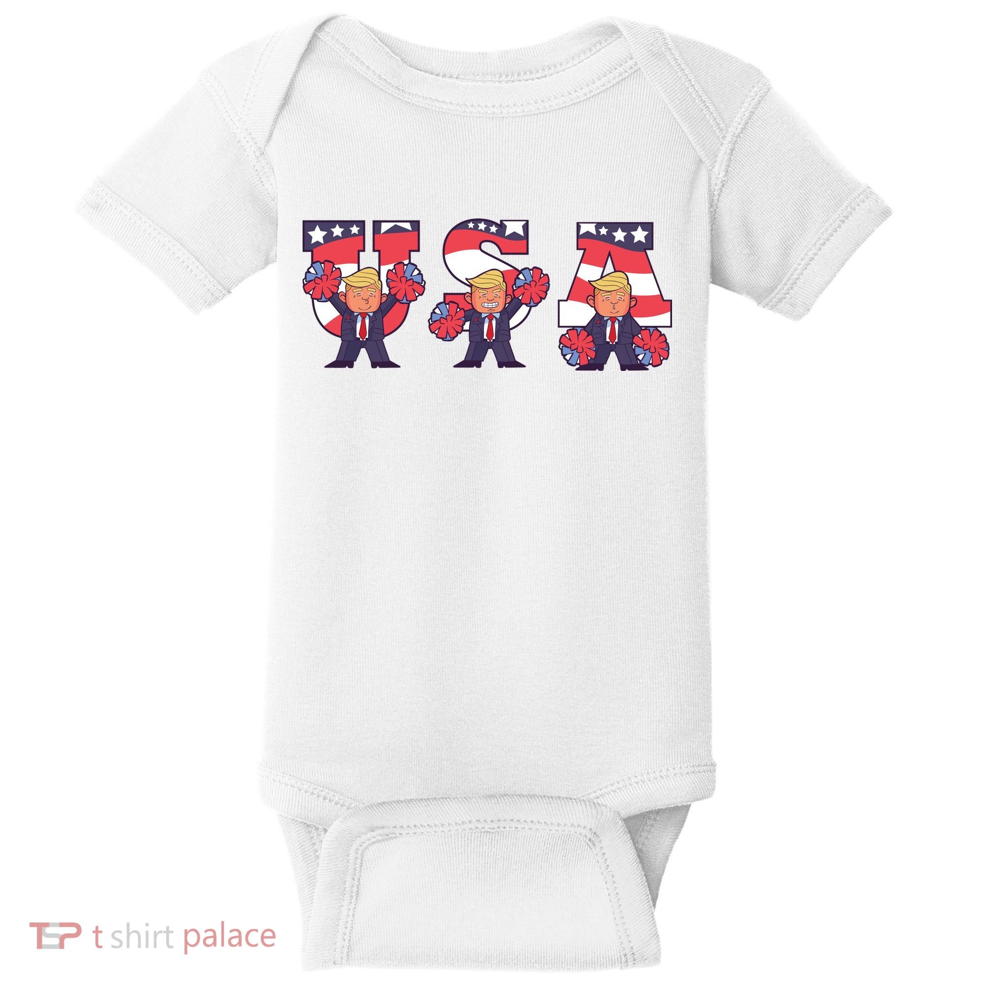 USA Donald Trump Cheer Cartoon Baby Bodysuit