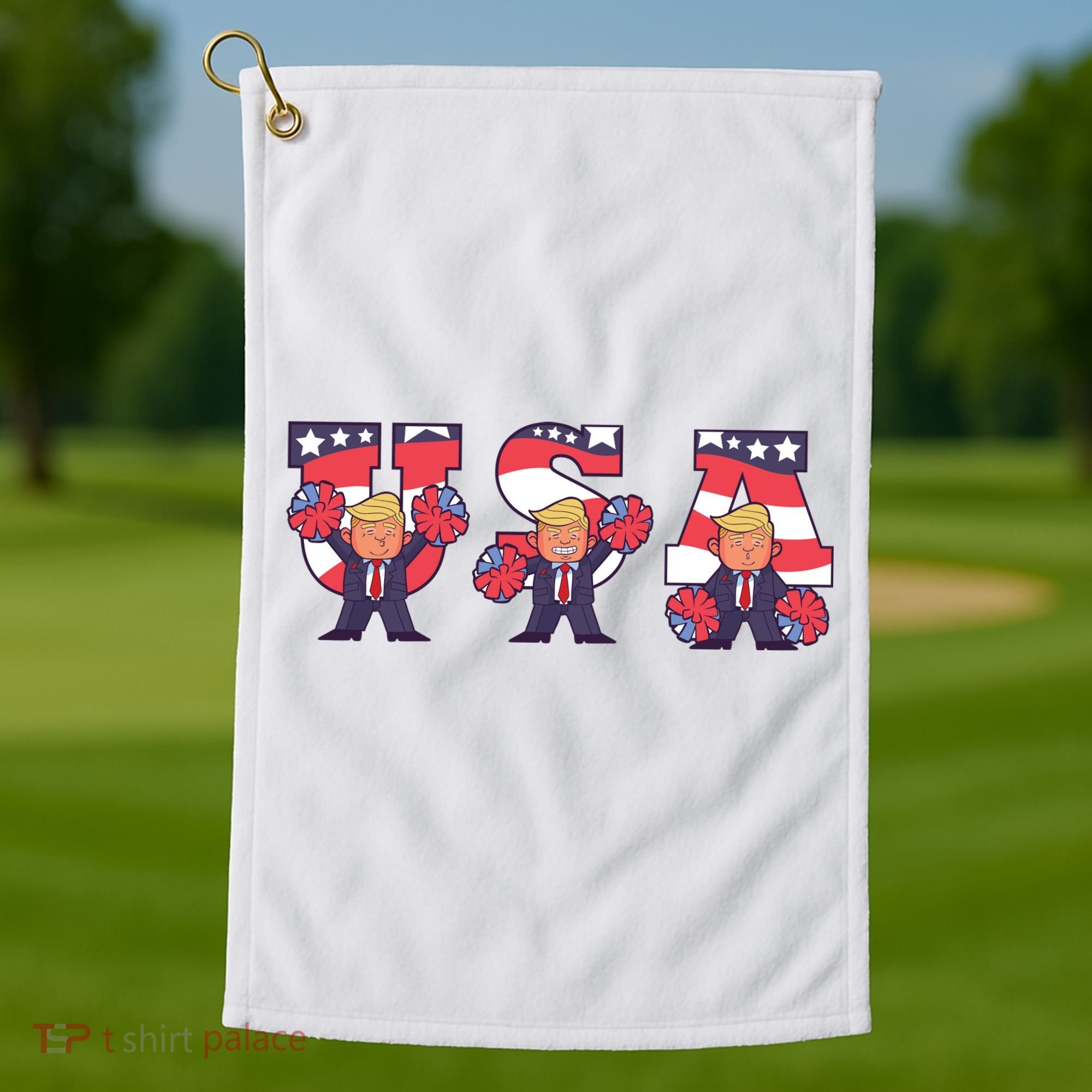 USA Donald Trump Cheer Cartoon Golf Towel