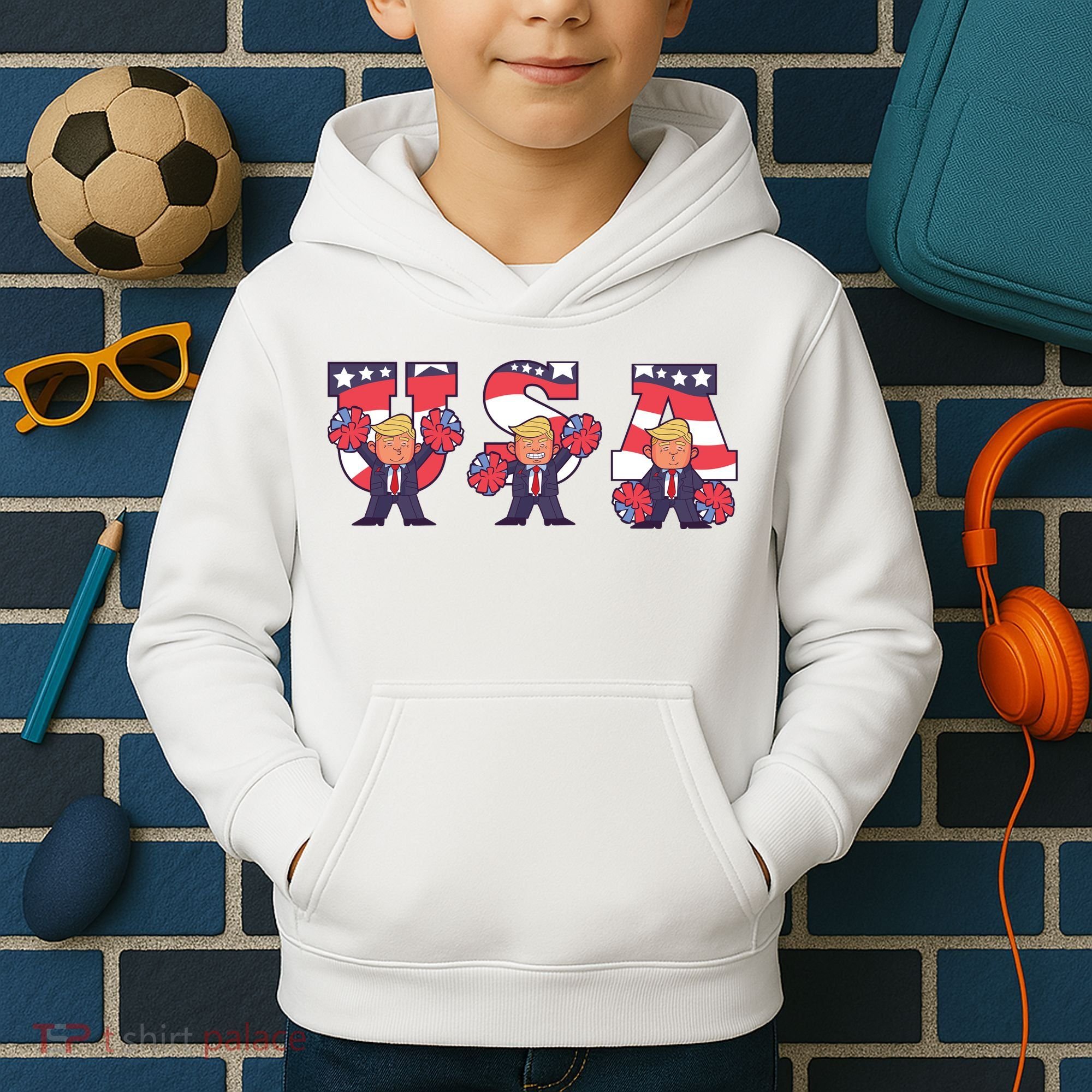 USA Donald Trump Cheer Cartoon Kids Hoodie