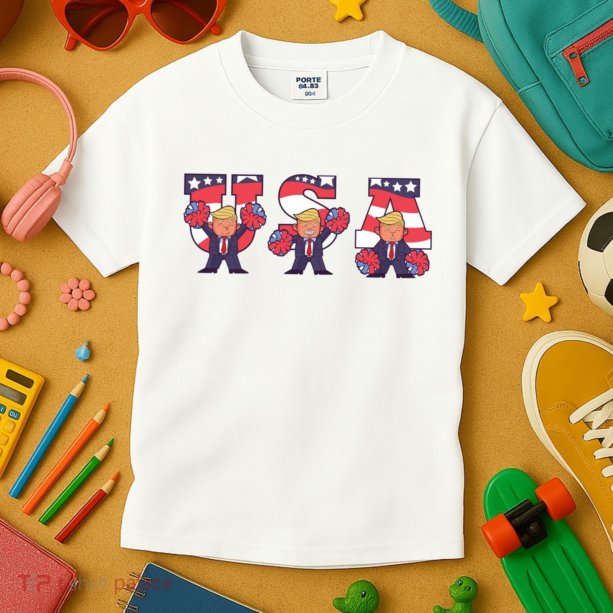 USA Donald Trump Cheer Cartoon Kids T-Shirt
