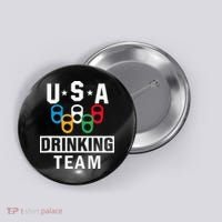 USA Drinking Team Beer Party Funny Button thumb 0