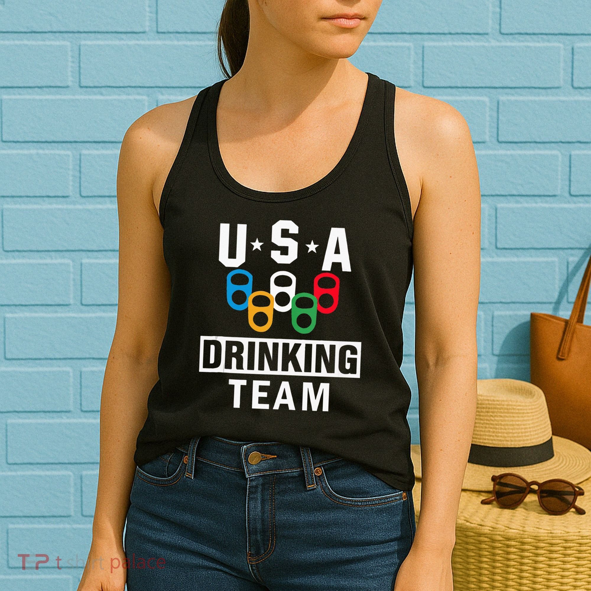 USA Drinking Team Beer Party Funny Women's Tank Top