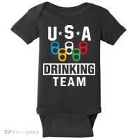 USA Drinking Team Beer Party Funny Baby Bodysuit thumb 0