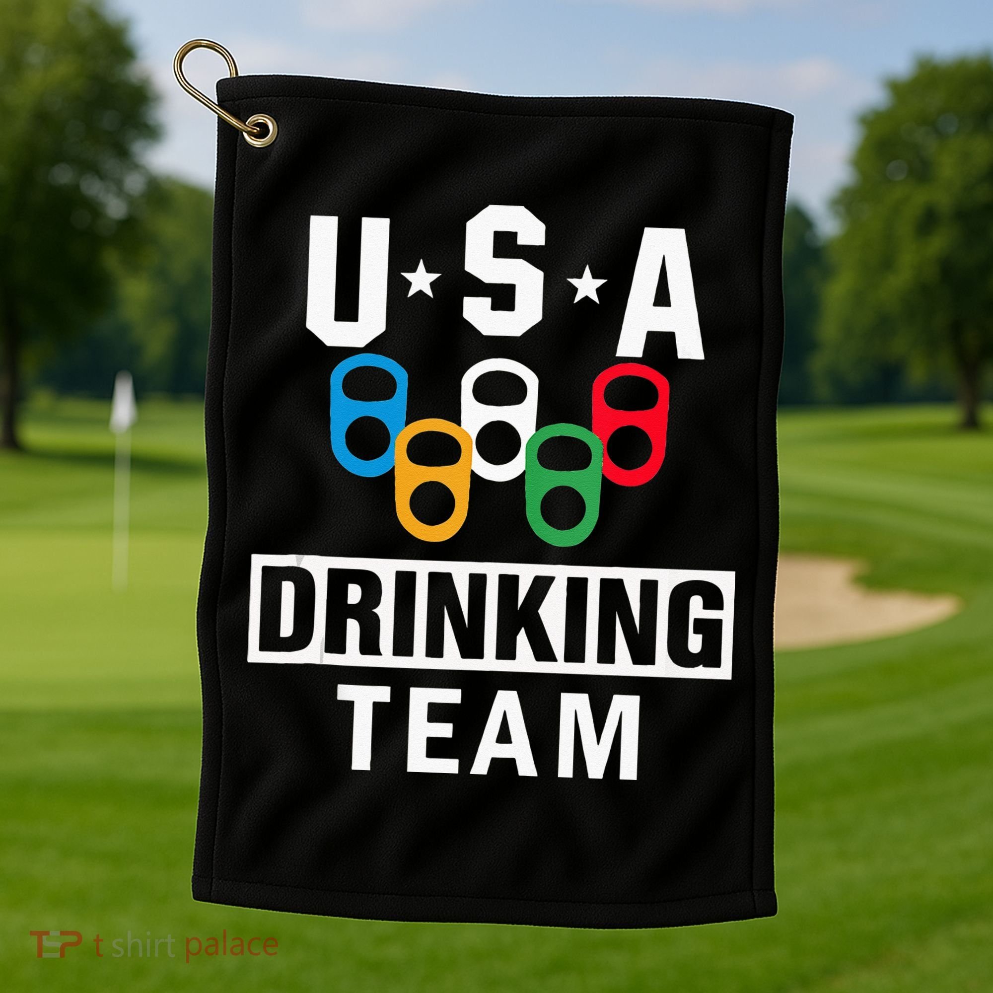 USA Drinking Team Beer Party Funny Golf Towel