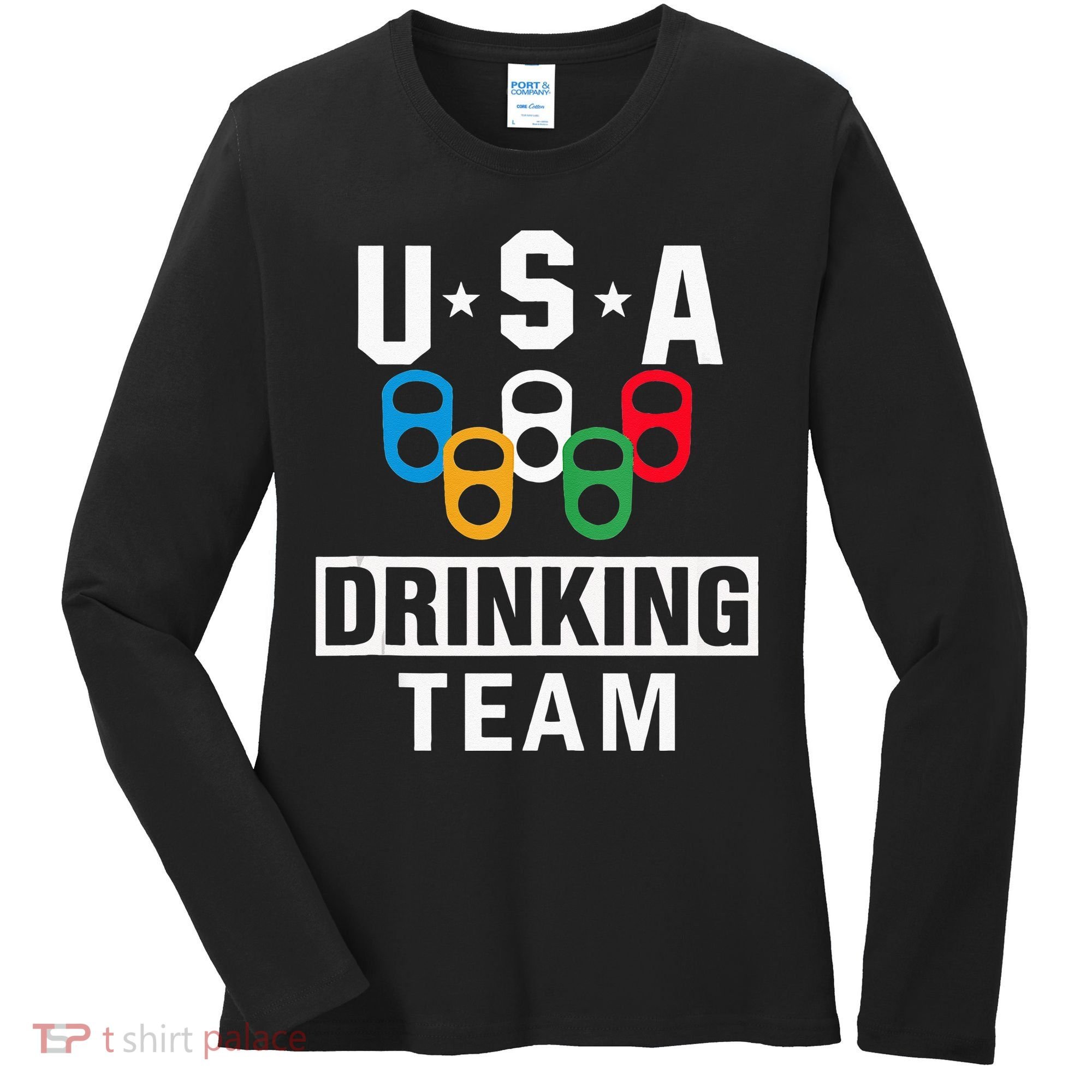 USA Drinking Team Beer Party Funny Women's Long Sleeve Shirt