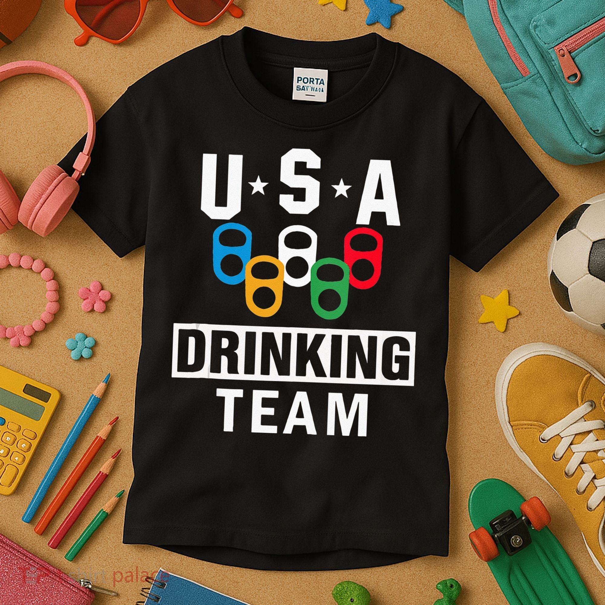 USA Drinking Team Beer Party Funny Kids T-Shirt