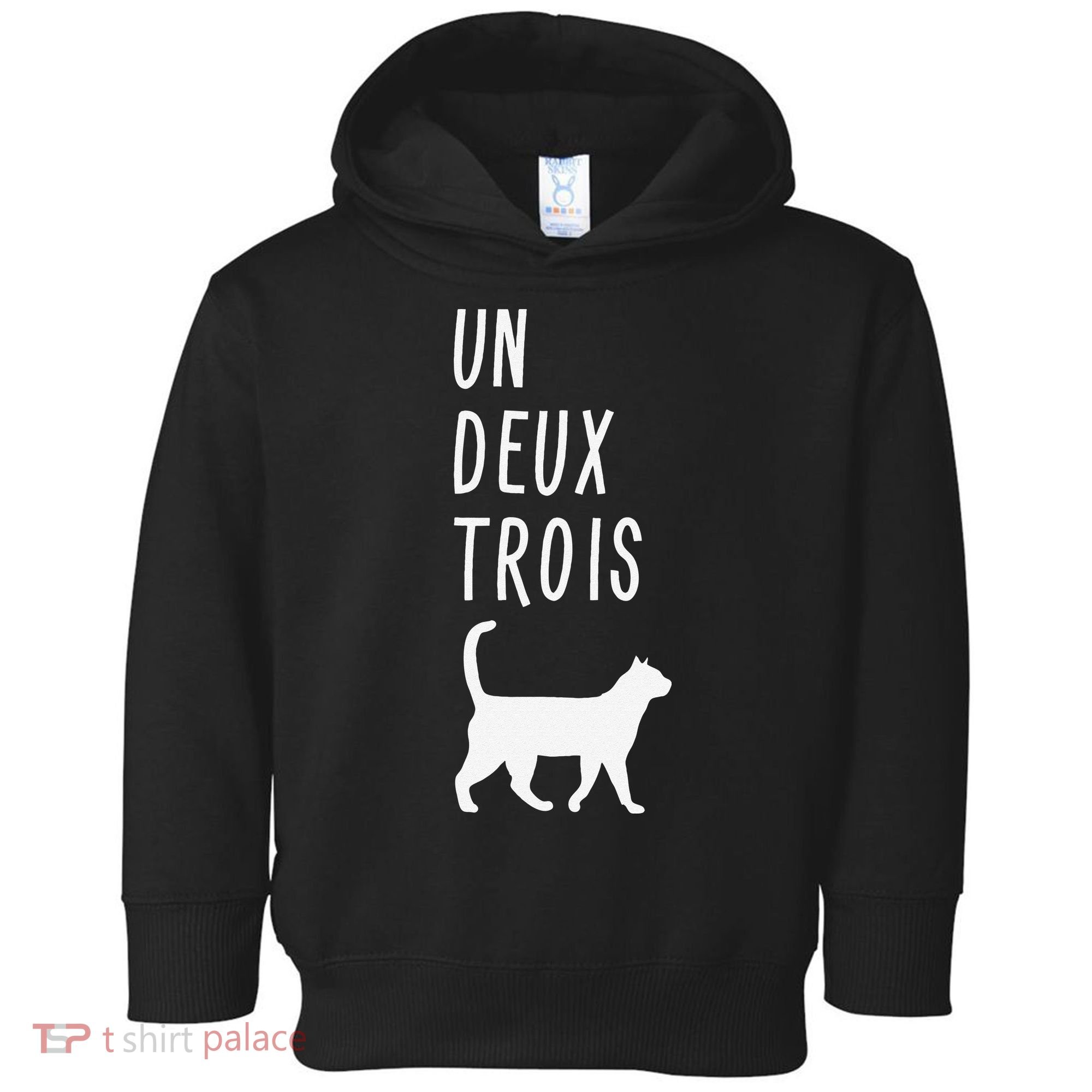 Un Deux Trois Cat Funny French Teacher Gift Toddler Hoodie