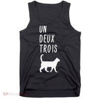 Un Deux Trois Cat Funny French Teacher Gift Tank Top thumb 0