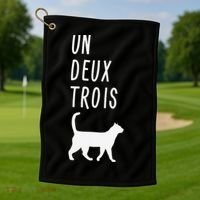 Un Deux Trois Cat Funny French Teacher Gift Golf Towel thumb 1