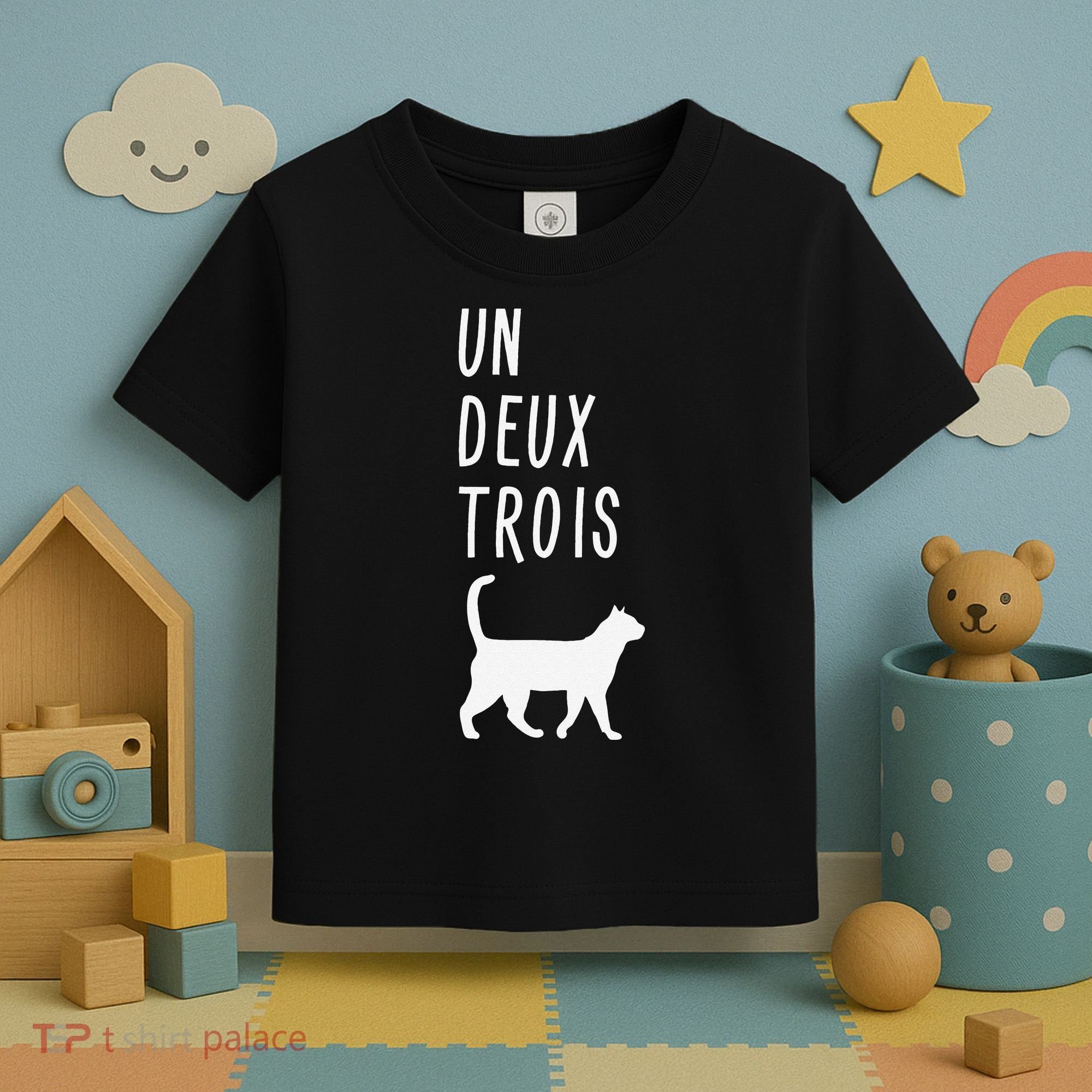 Un Deux Trois Cat Funny French Teacher Gift Toddler T-Shirt