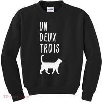 Un Deux Trois Cat Funny French Teacher Gift Kids Sweatshirt thumb 0