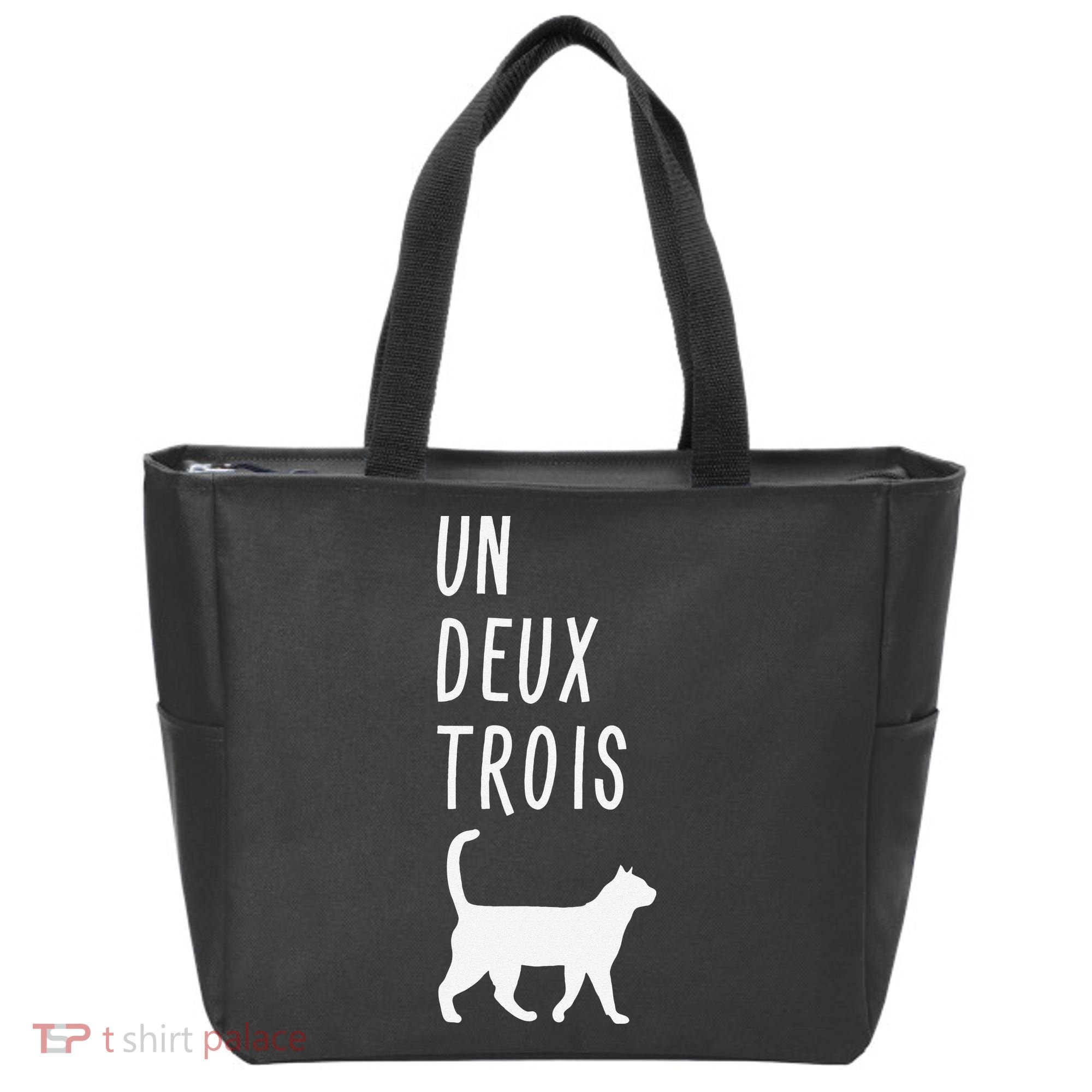 Un Deux Trois Cat Funny French Teacher Gift Tote Bag