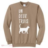 Un Deux Trois Cat Funny French Teacher Gift Sweatshirt thumb 0