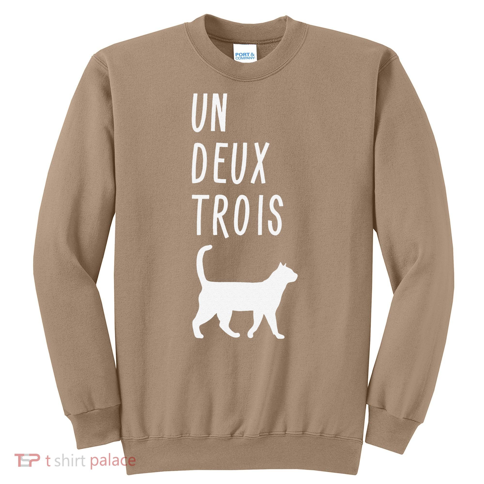 Un Deux Trois Cat Funny French Teacher Gift Sweatshirt