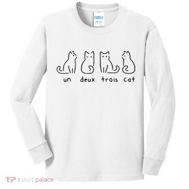 Un Deux Trois Cat Funny Kids Long Sleeve Shirt