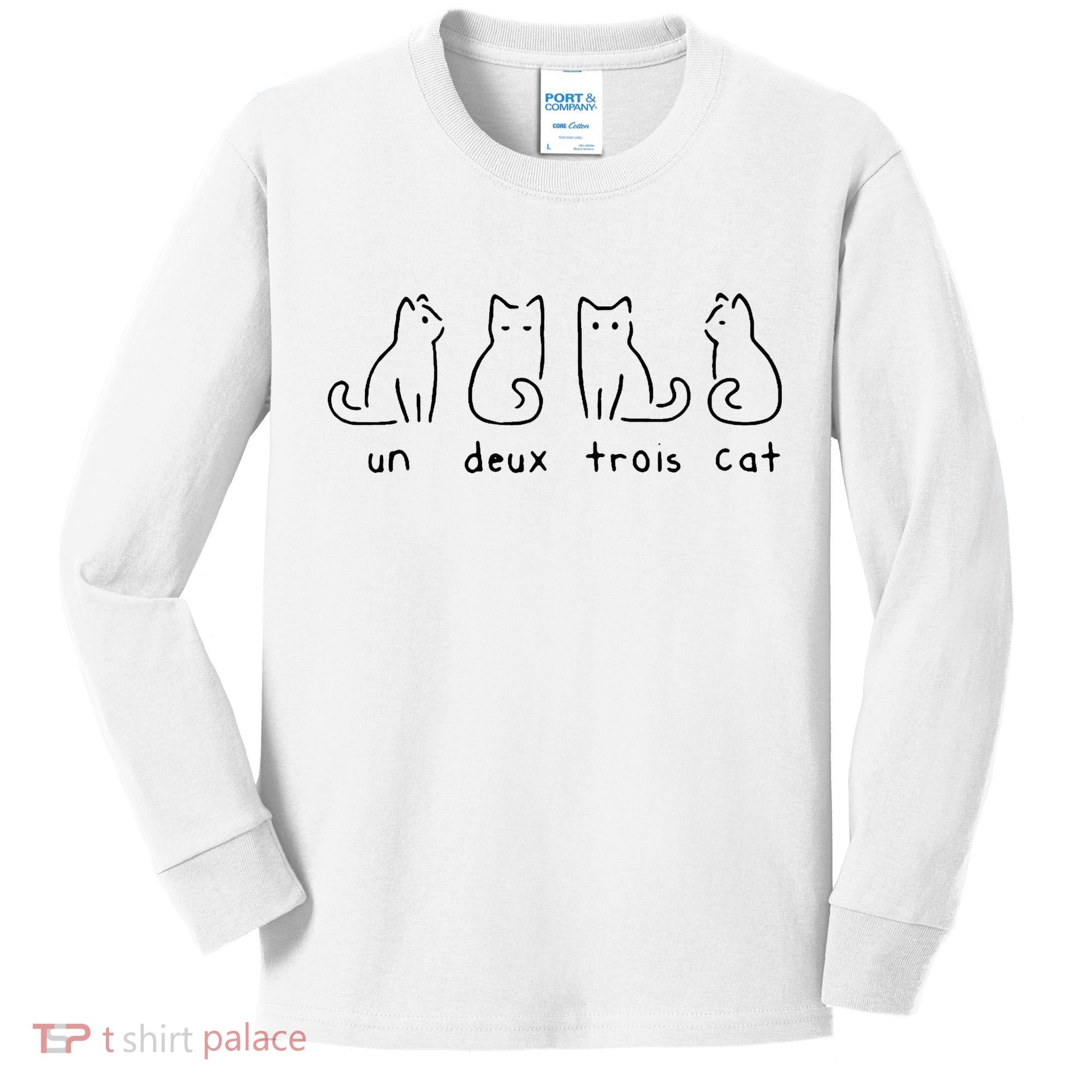 Un Deux Trois Cat Funny Kids Long Sleeve Shirt