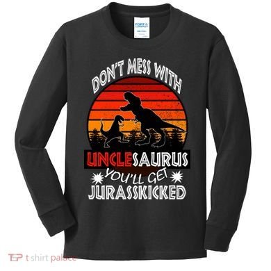 Uncle Dinosaur Kids Long Sleeve Shirt
