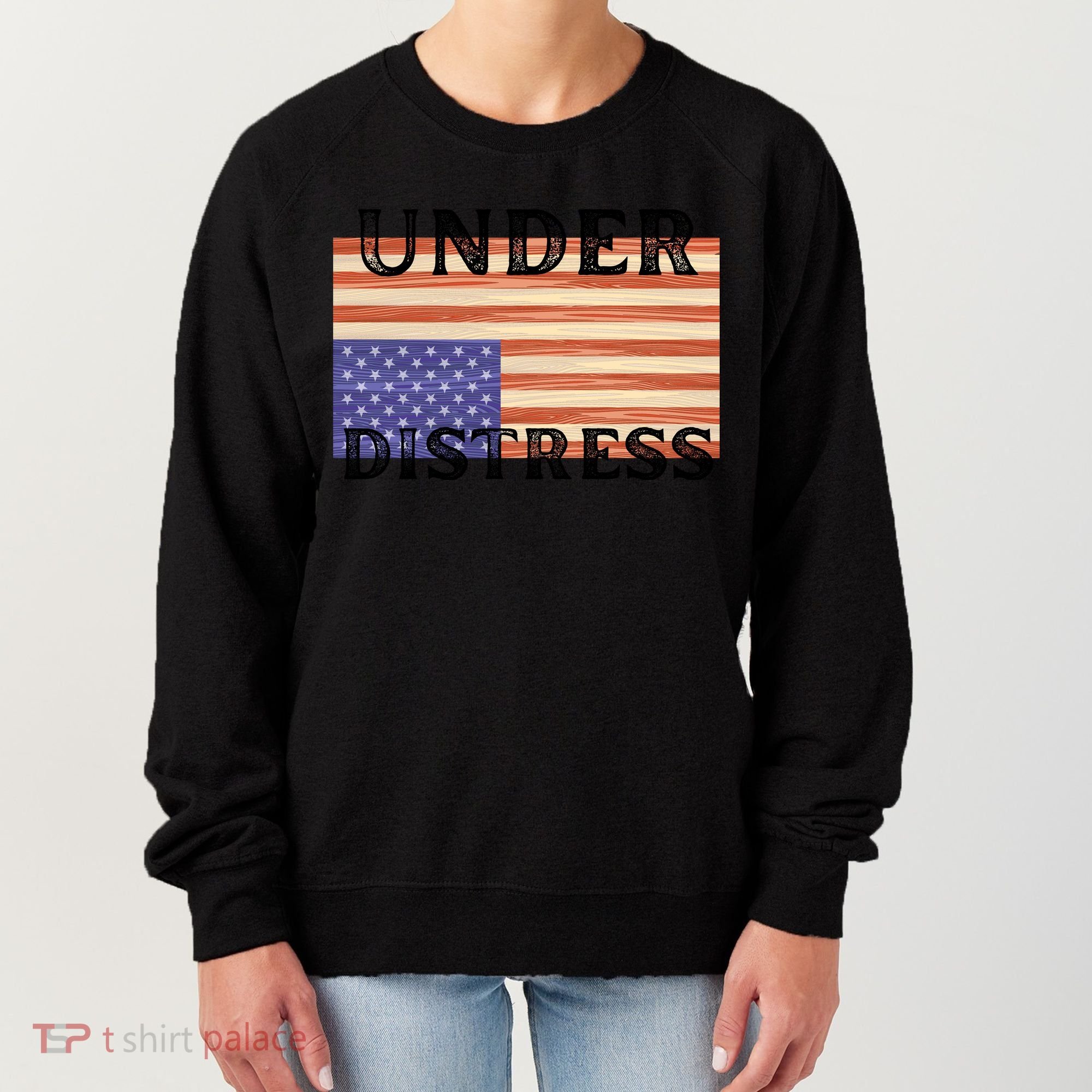 Under Distress Upside Down American Flag USA Women's Sweatshirt