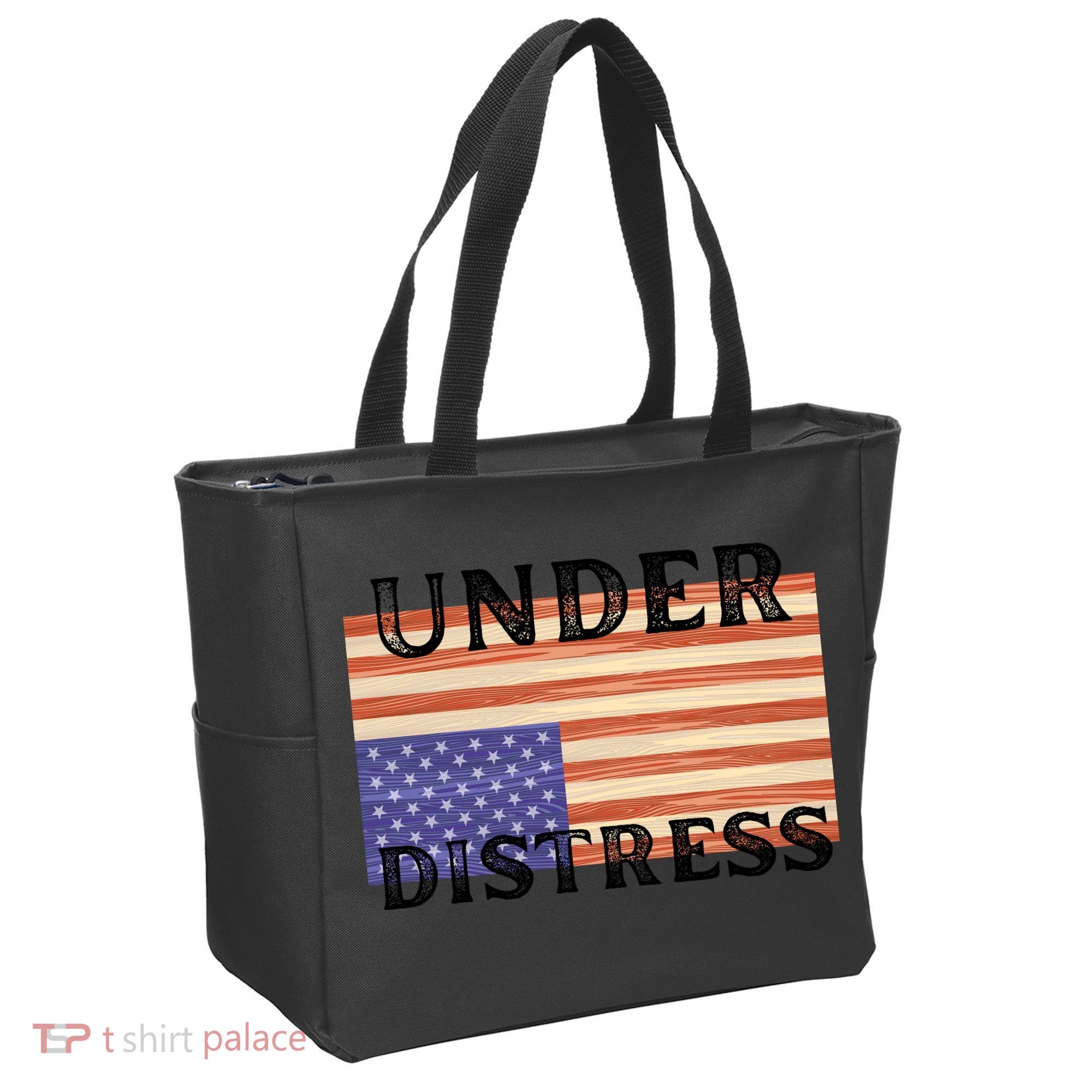 Under Distress Upside Down American Flag USA Tote Bag