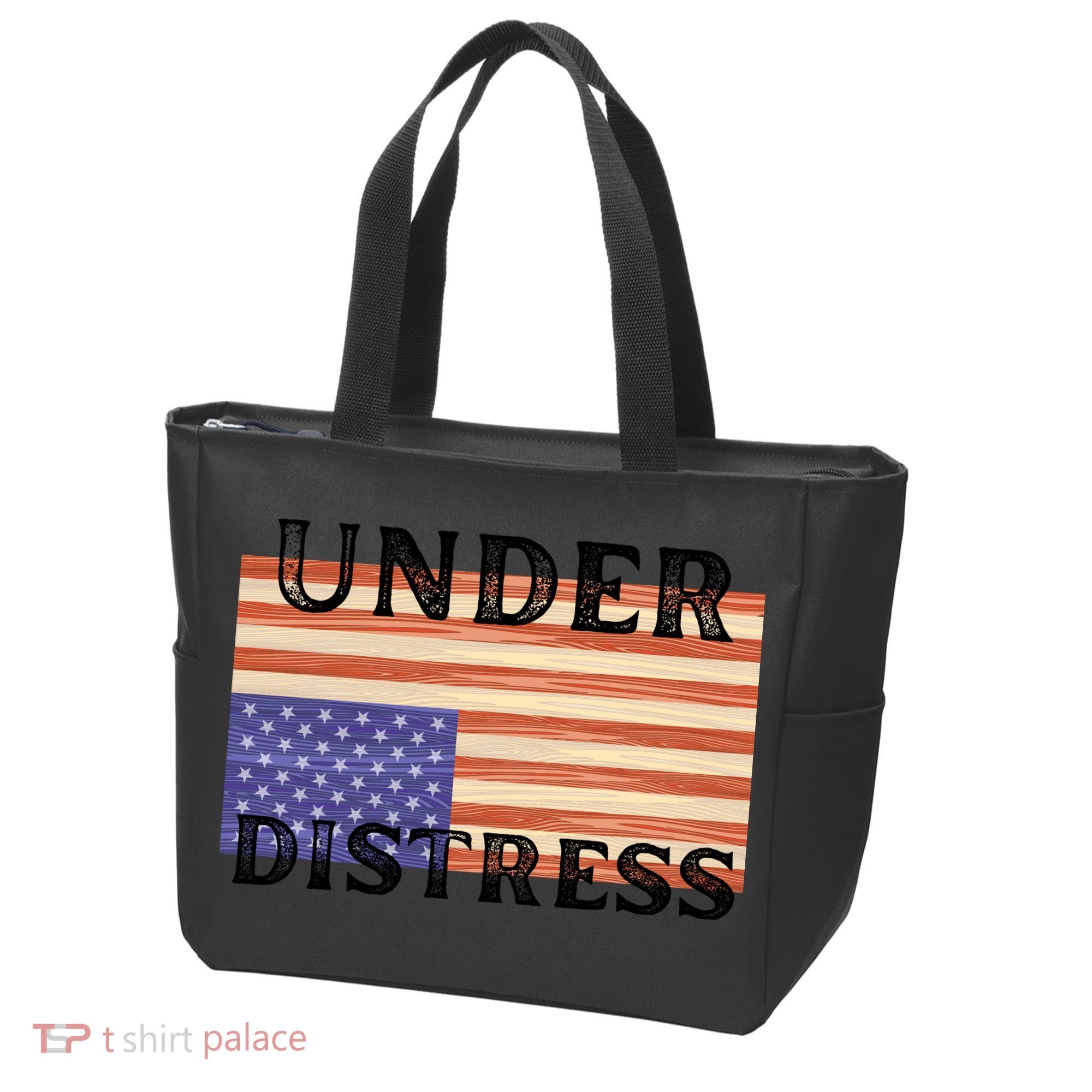 Under Distress Upside Down American Flag USA Tote Bag