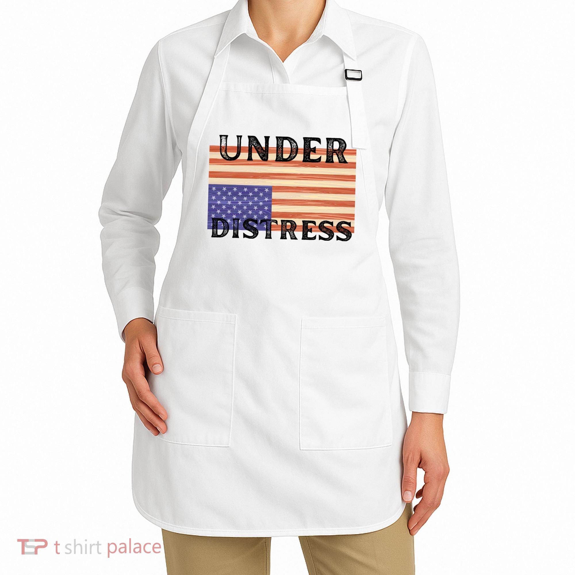 Under Distress Upside Down American Flag USA Apron