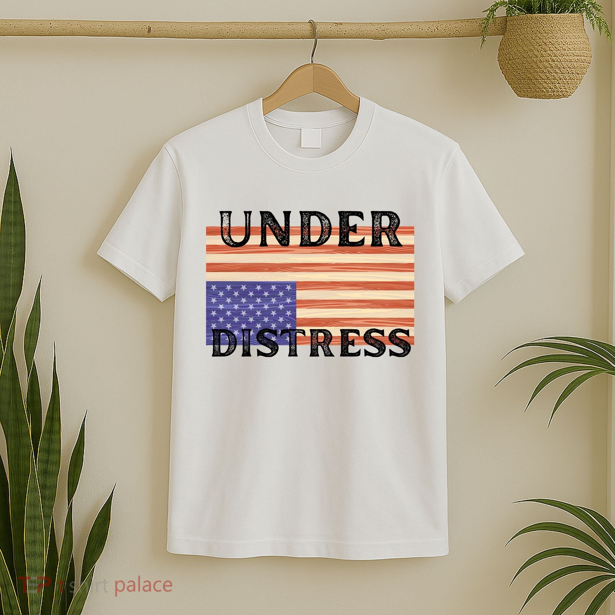 Under Distress Upside Down American Flag USA T-Shirt
