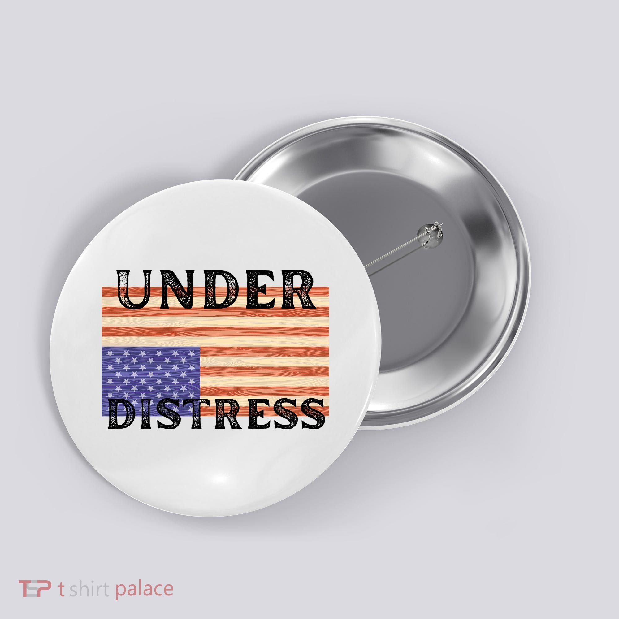 Under Distress Upside Down American Flag USA Button