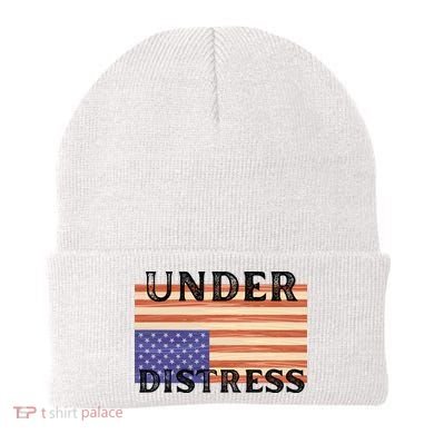Under Distress Upside Down American Flag USA Beanie