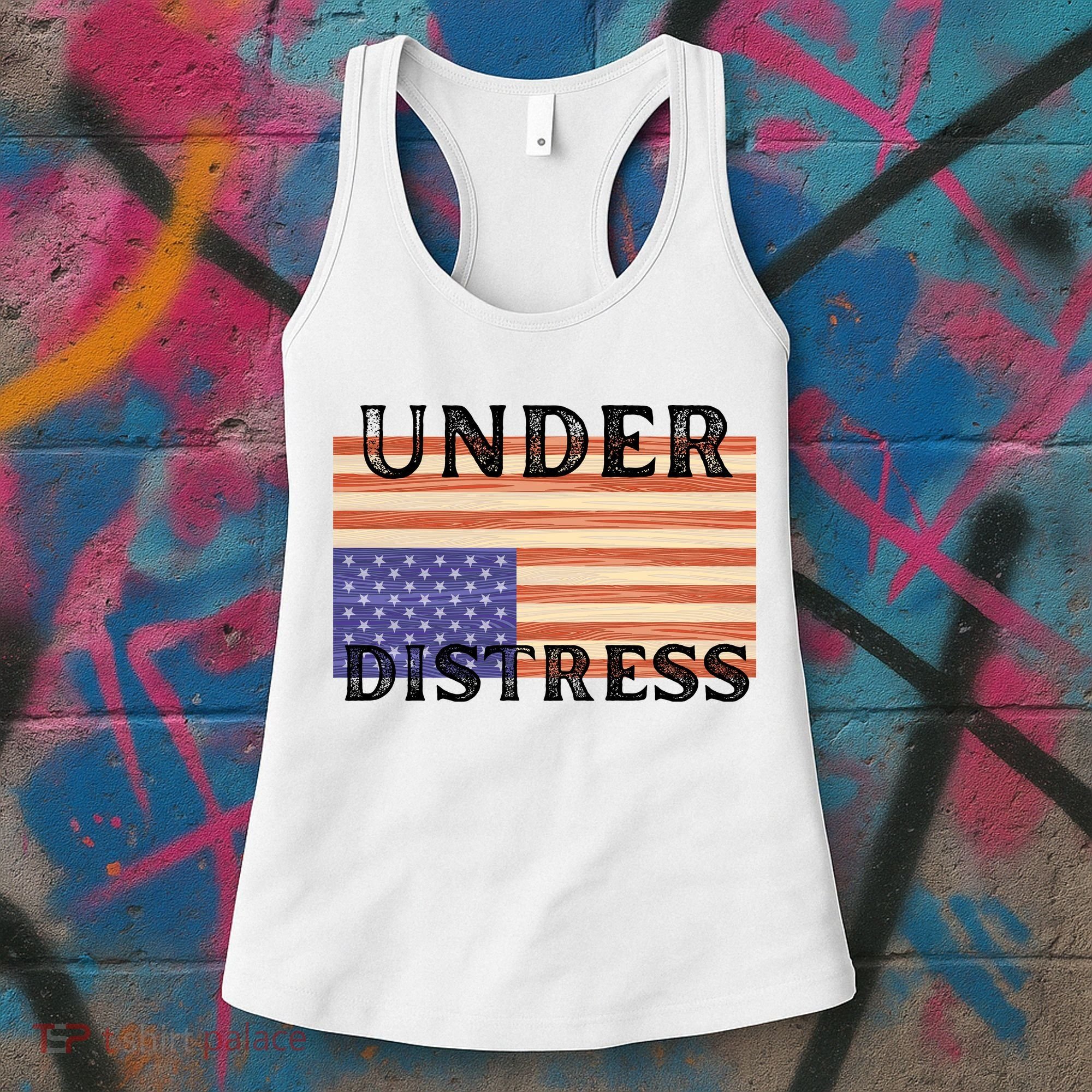 Under Distress Upside Down American Flag USA Women's Tank Top