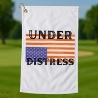 Under Distress Upside Down American Flag USA Golf Towel thumb 1