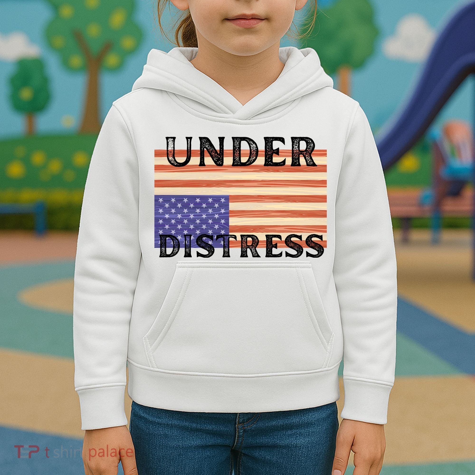 Under Distress Upside Down American Flag USA Kids Hoodie
