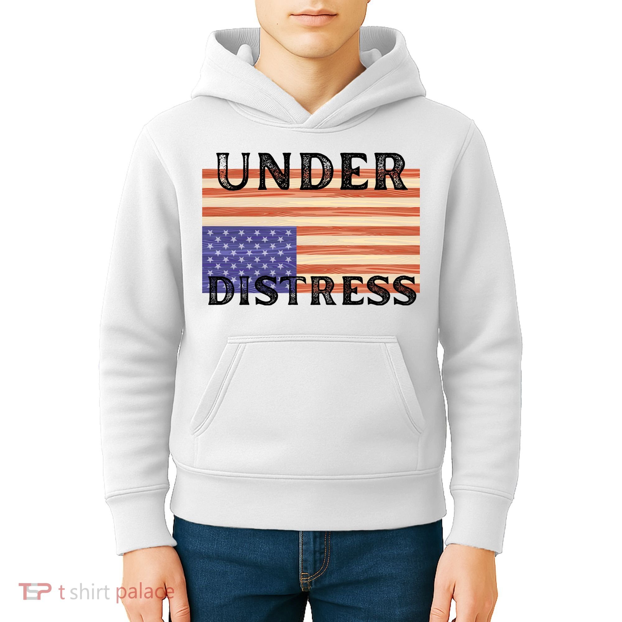 Under Distress Upside Down American Flag USA Kids Hoodie