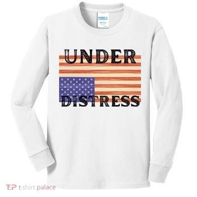 Under Distress Upside Down American Flag USA Kids Long Sleeve Shirt